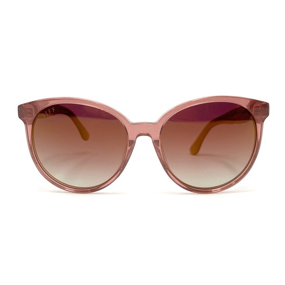 Diff Cosmo Polarized Sunglasses Full Rim Round Frames Pink Sparkle UVA/UVB TB40B